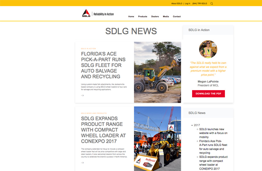 SDLG Launches New Front End Loader Website